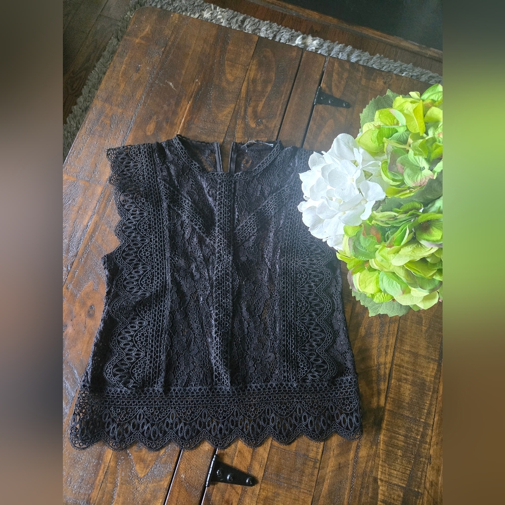 ZARA Black Lace Shirt - M